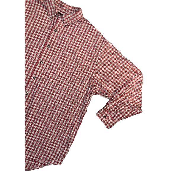 Abercrombie & Fitch Men's Button Down Shirt XL Red Tan Plaid Chest Pocket EUC - Picture 4 of 11